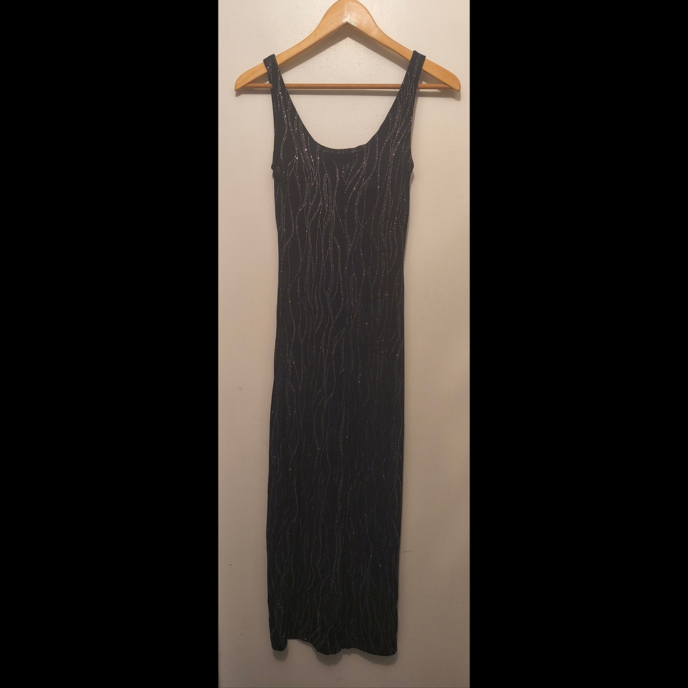 Vintage Y2K "All that Jazz" Dark Blue Maxi Dress